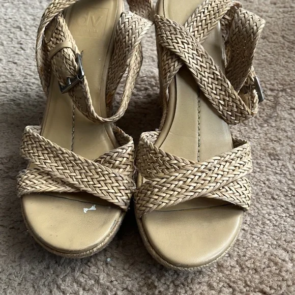 Natural beige Dolce Vita strappy twine sandal wedges - Picture 2 of 13